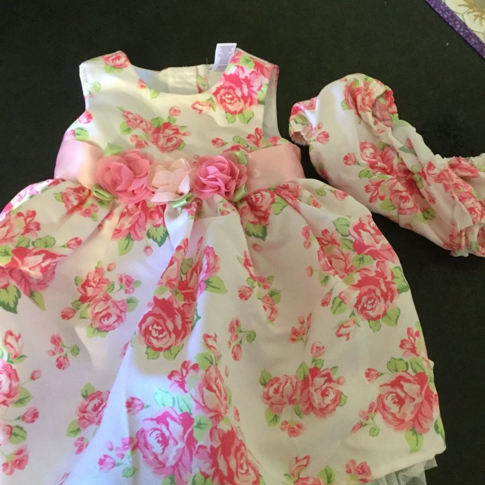 Beautiful new without tags baby dress size 18 months comes with bloomers